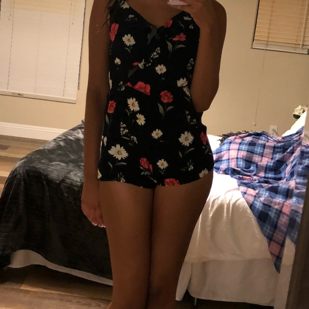 Black floral romper from forever 21